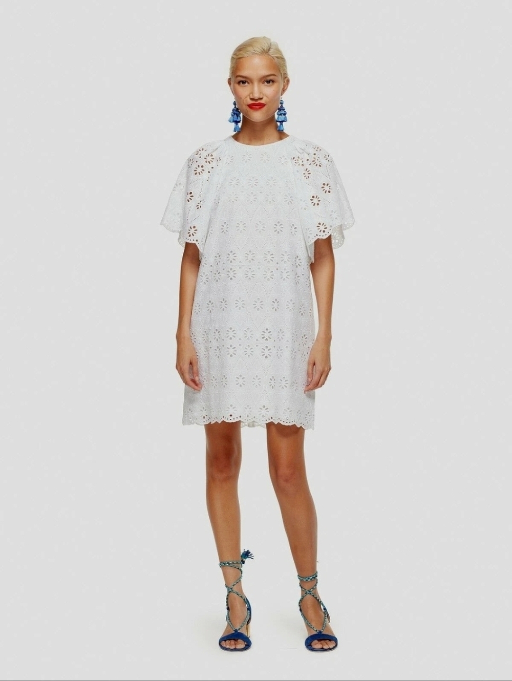 Kate Spade White Eyelet Shift Dress Sz L Large Feminine Garden Coastal